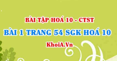 Bài 1 trang 54 SGK Hoá 10 Chân trời sáng tạo